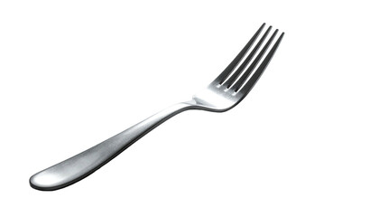 Silverware shiny fork isolated against a stark black backdrop