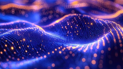 Digital data waves flowing on an abstract network surface