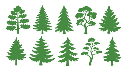 Obraz premium Collection of green tree icons