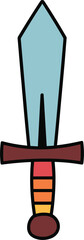 Cartoon Medieval Sword With Colorful Handle And Light Blue Blade weapon fantasy