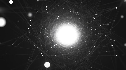 Neural network connections forming a glowing digital tunnel