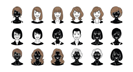 Diverse women avatars vector illustration of female characters faces