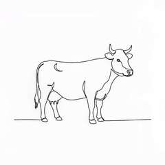 Obraz premium Cow vector illustration, Cow animal continuous one line drawing minimalism design Editable stroke