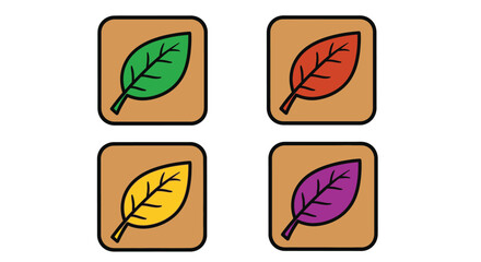 Colorful leaf icons autumn season nature design vector illustration