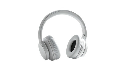 Gray headphones centered on a black background