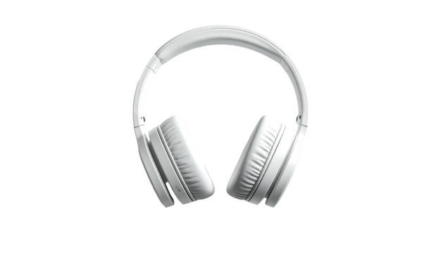 Overhead white headphones with soft earcups over black