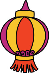 Colorful Chinese Lantern with Tassels and Swirls Asian decoration