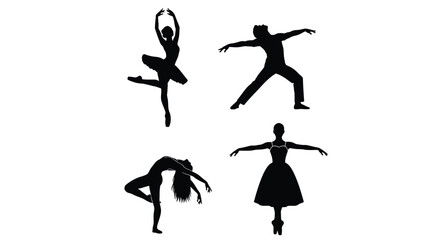 Ballet dancers silhouettes vector art illustration stock image art