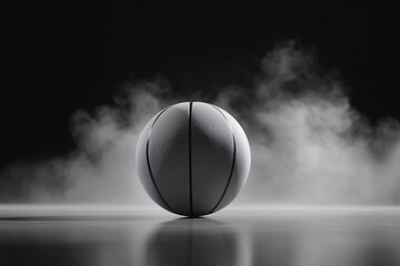 Moody Basketball with Smoke on Dark Background