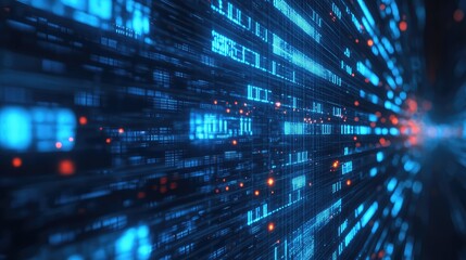 Digital data flowing on a cyber network security grid