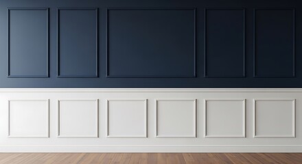 Fototapeta premium Elegant dark blue and white wall paneling