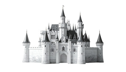 Obraz premium Imposing grand castle with spires and towers against dark background