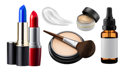 PNG Assorted Makeup and Beauty Products, element set on transparent background