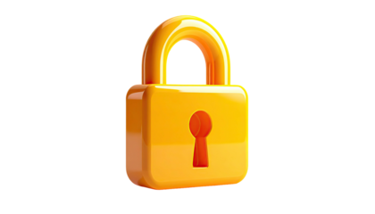 Glossy, golden padlock with an elongated keyhole