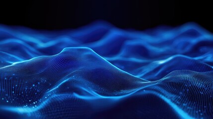 Blue digital waves abstract background flowing data network