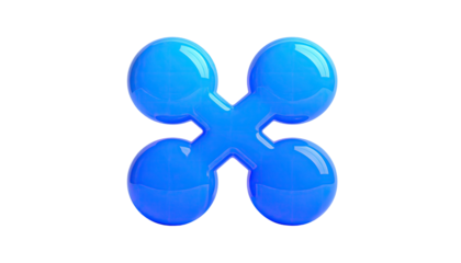 Glossy blue four-sphere cross with bright highlights