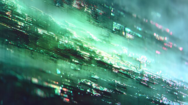 Digital data stream flowing glitch effect background - Powered by Adobe