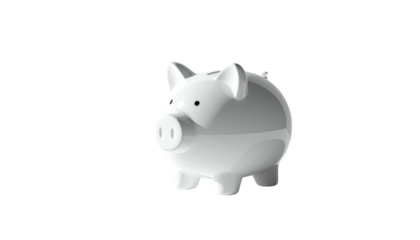 White piggy bank, simple design, center-lit, dark background