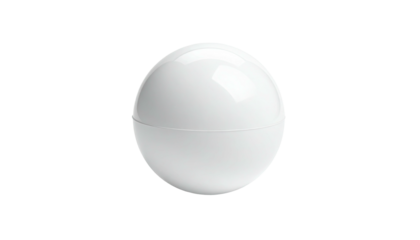 Shiny white plastic sphere halves joined