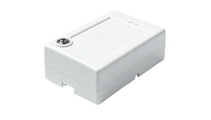 White, plain rectangular device with port, isolated on black