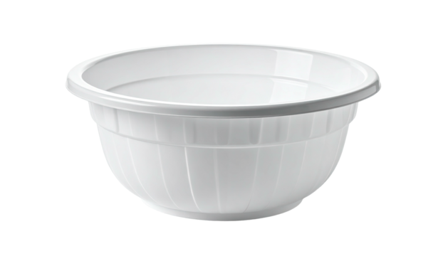 White bowl shows fluted detail and simple, rounded design