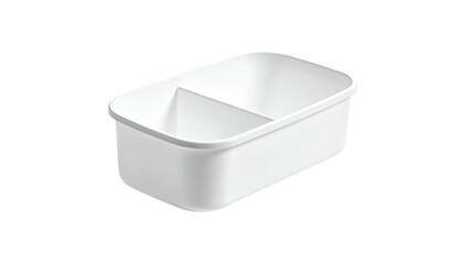 White rectangular bin with divider on a white background