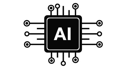 Ai artificial intelligence chip technology vector illustration icon