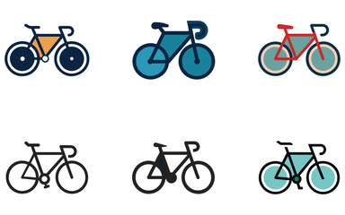 Colorful Bicycle Icons Set for Transportation and Healthy Lifestyle Concepts Various Cycling Designs for Web and Print Media