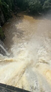 Vertical View of Mena Creek Falls From Pedestrian Bridge, Queensland, Australia