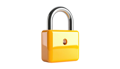 Glossy, golden padlock with silver shackle against black backdrop