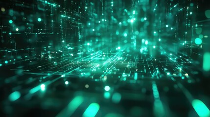 Digital data flowing connections representing technology and network