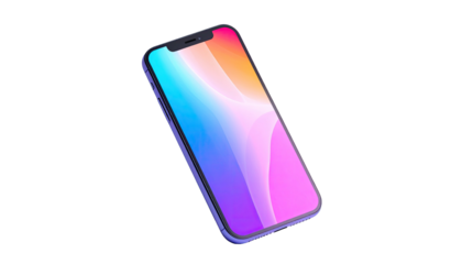 Mobile phone displays vibrant color gradient