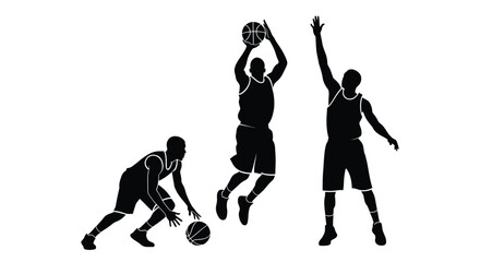 Basketball players silhouettes vector illustration sports graphic art