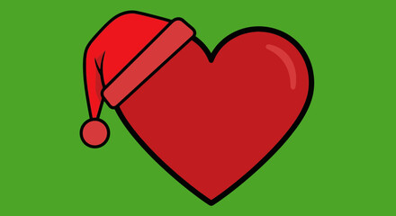 Christmas heart santa hat vector graphic holiday season illustration