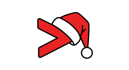 Santa hat on greater than symbol christmas holiday season illustration
