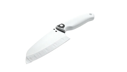 Sharp, white-handled knife against a dark backdrop