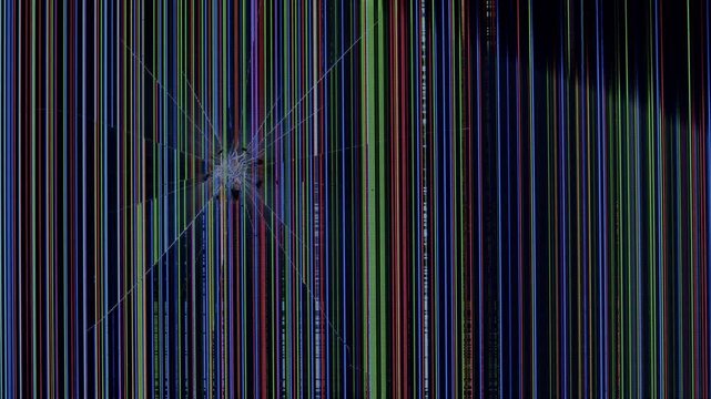 Broken, damaged LCD monitor with cracks