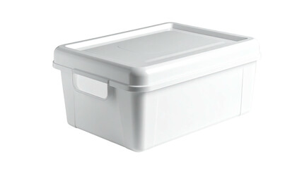 White storage box with lid, angled