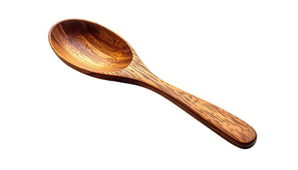 Polished wooden spoon with visible grain on a dark background