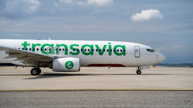 Transavia Boeing 737-800 is taxiing at MXP Milano Malpensa International Airport