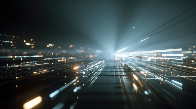 Digital data moving through a futuristic network connection