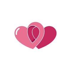 Vector illustration of two hearts intertwined