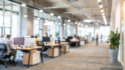 Abstract blurred office interior room. blurry working space with defocused effect. use for background or backdrop in business concept