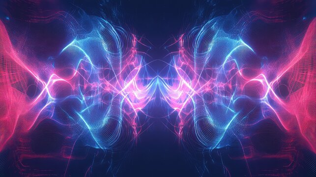 Glowing abstract particle wave energy flowing background