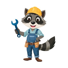 Cute raccoon character with a wrench.