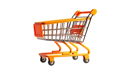 Shiny orange shopping cart isolated on a black background