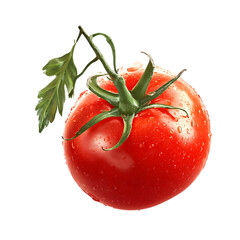 Fresh and Ripe Red Tomato with Water Droplets High Quality Image