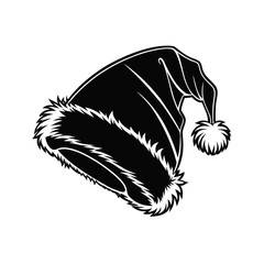 Obraz premium Santa claus hat silhouette black fill white back