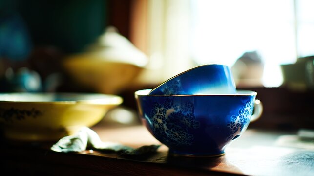 garroted. A tilted teacup on a table edge, tea nearly spilling in the morning light. bar promotions, beverage menus, designed for product packaging and bar promotions, enhances appetite appeal.