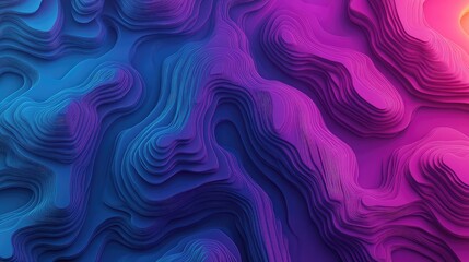 Abstract fluid gradient topography creating vibrant layered contours